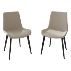 Dining Chairs 2PCS, Modern Kitchen & Dining Room Chairs, Upholstered Faux Leather Cushion Seat and Sturdy Metal Legs