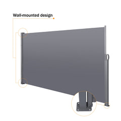 Retractable Side Screen Awning, UV Resistant, Waterproof, Patio Privacy Screen for Garden, Balcony, Courtyard(Dark Grey), 118.1" x 70.9"