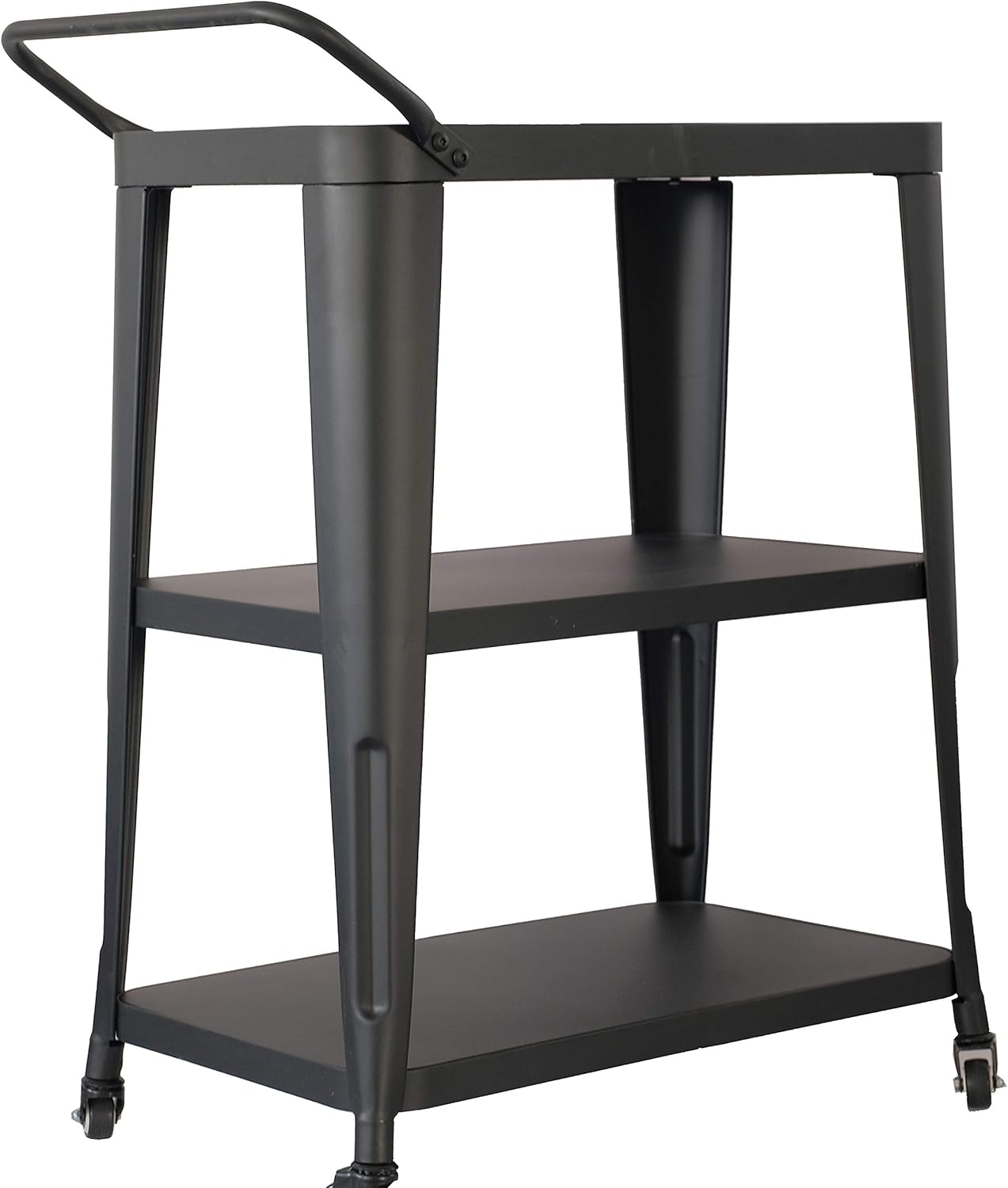 3-Tiered Metal Frame, Industrial Dining Cart with Swivel Wheels, Black