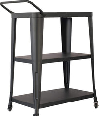 3-Tiered Metal Frame, Industrial Dining Cart with Swivel Wheels, Black