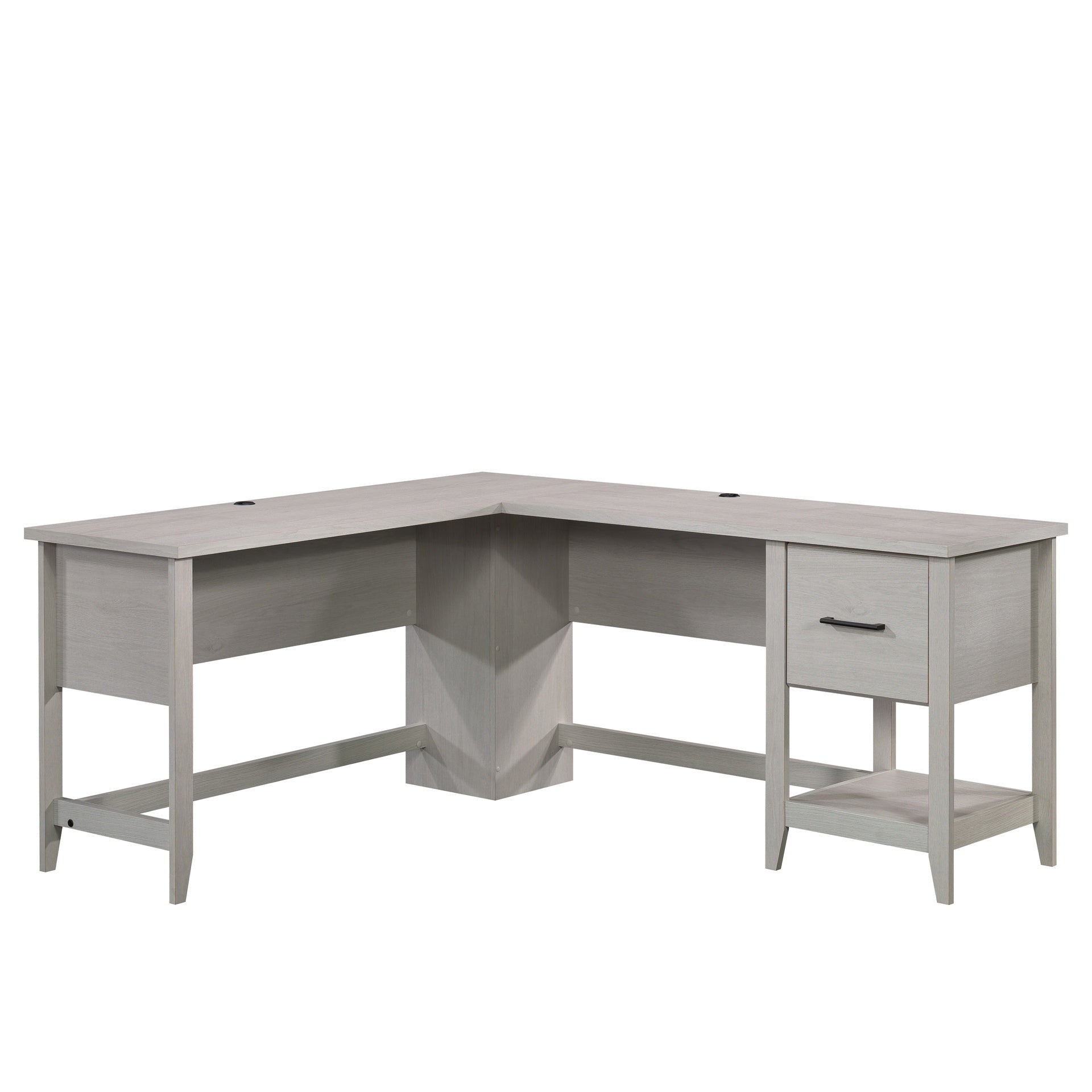 Transitional L-Shaped Desk with File Drawer, White finish