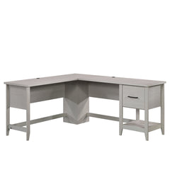 Transitional L-Shaped Desk with File Drawer, White finish