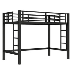 Twin Size Metal Loft Bed, Loft Bed with Easy Climbing Ladder and Guardrails , Black