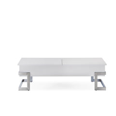 Calmam White High Gloss & Chrome Finish Coffee Table w/ Lift Top