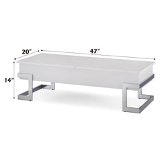 Calmam White High Gloss & Chrome Finish Coffee Table w/ Lift Top