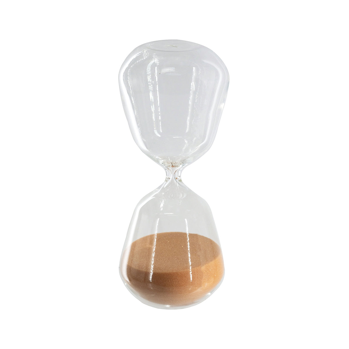 3.5x3.5x10" Decorative 45-Minute Hourglass with Clear Contoured Design and Terracotta Sand