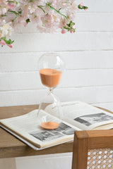 3.5x3.5x10" Decorative 45-Minute Hourglass with Clear Contoured Design and Terracotta Sand