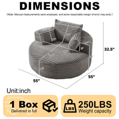 55'L Corduroy Sponge single sofa,No Assembly Required,Fluffy Modern Sleeper Chair for Living room, Bedroom, Lounge and Projection Room(Not a swivel chair.)