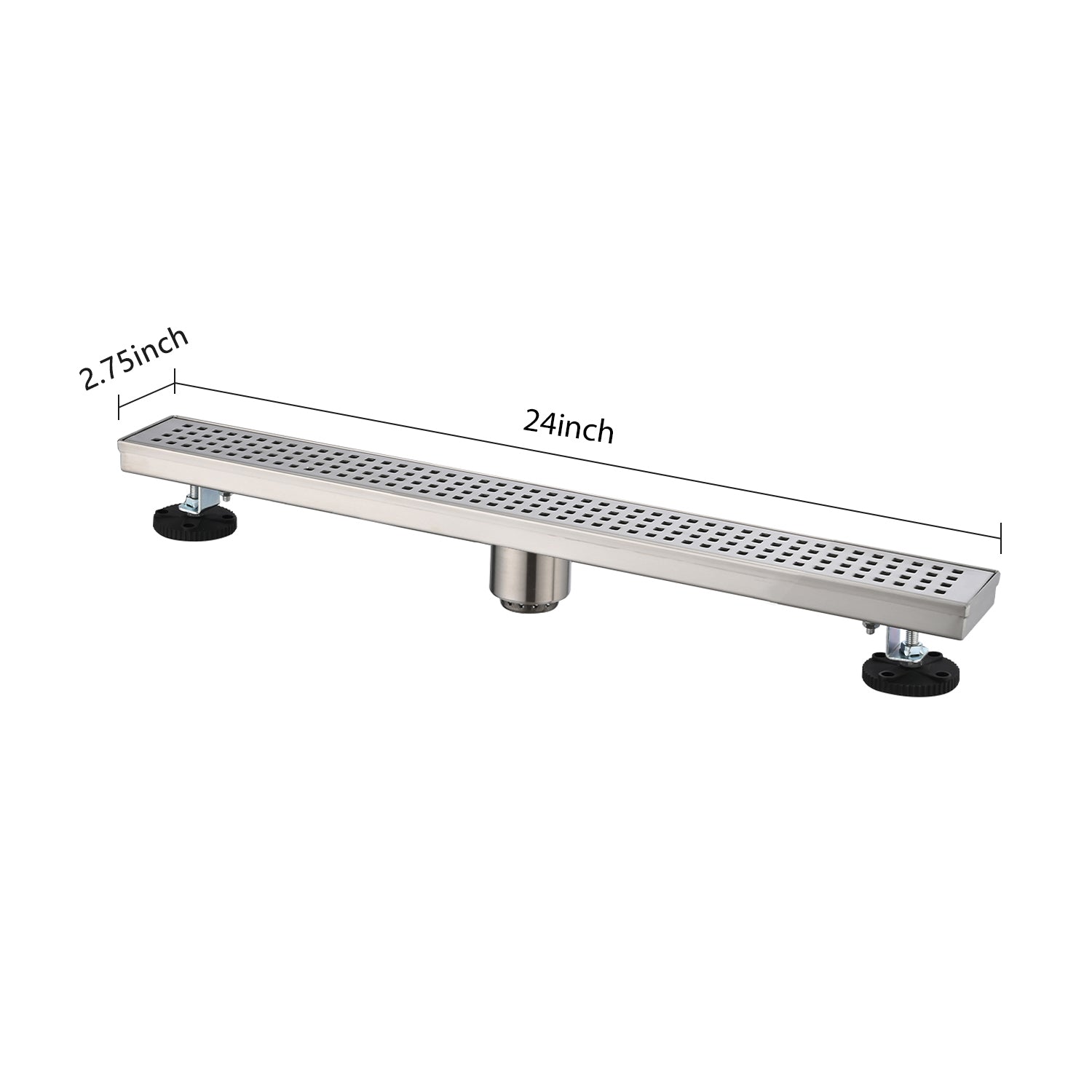 24 Inches Linear Shower Drain, Included Hair Strainer and Leveling Feet
