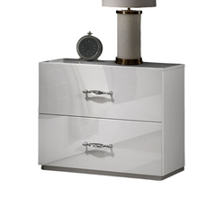 Contemporary Style 1pc Nightstand Stainless Steel High Gloss Finish Acrylic Handles White Finish Bedroom Furniture