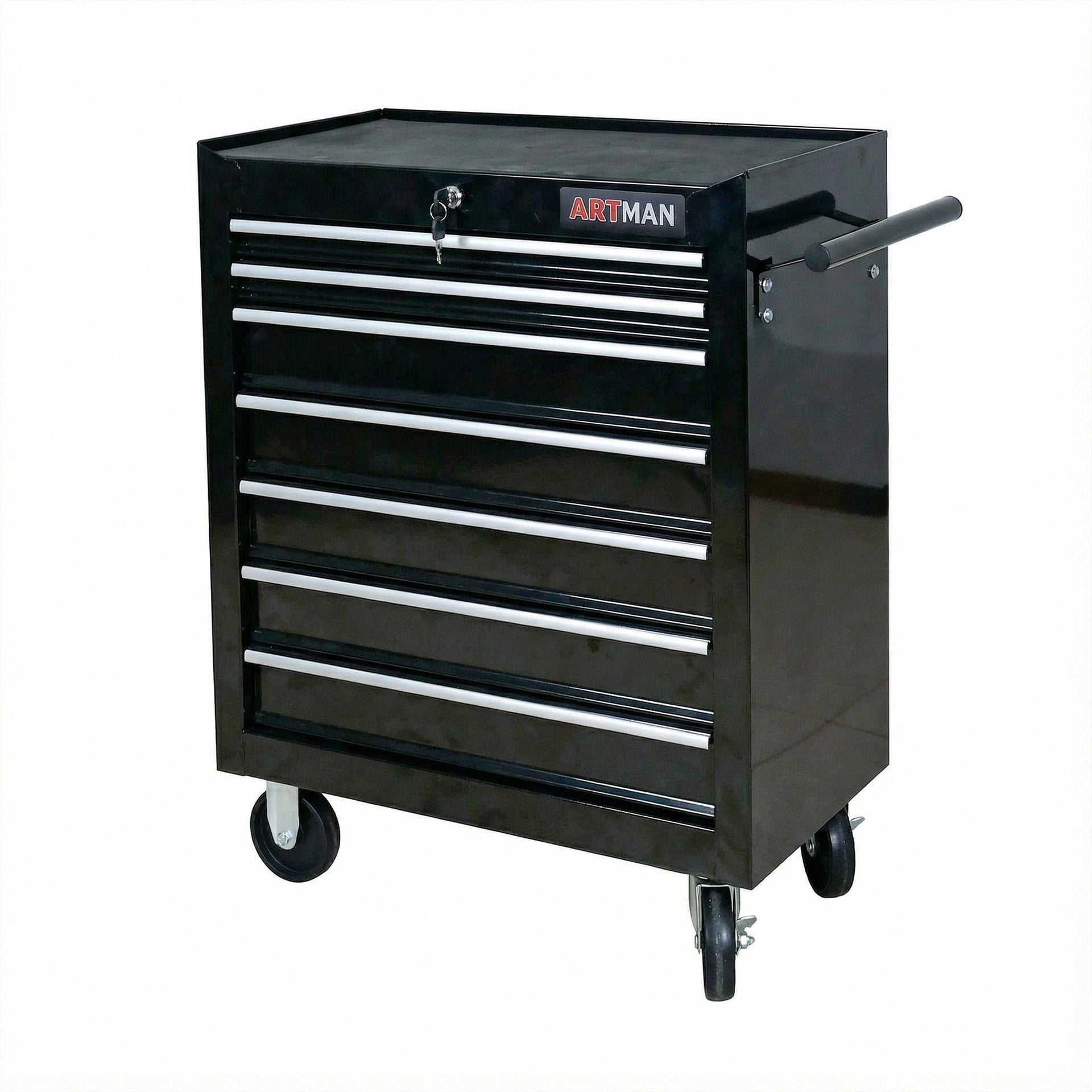 7 DRAWERS MULTIFUNCTIONAL TOOL CART WITH WHEELS-BLACK
