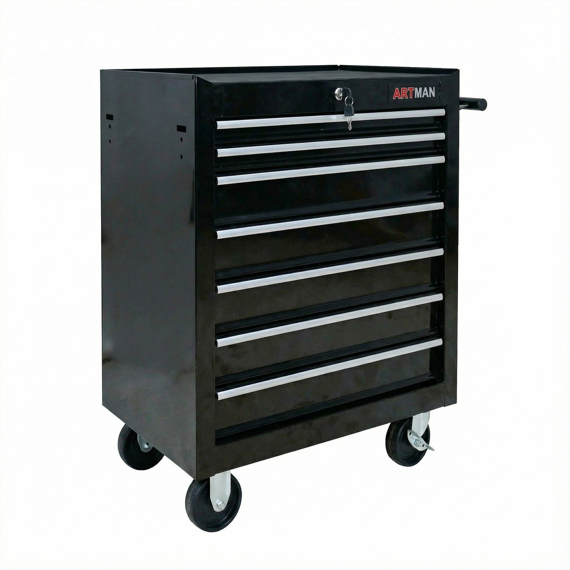 7 DRAWERS MULTIFUNCTIONAL TOOL CART WITH WHEELS-BLACK