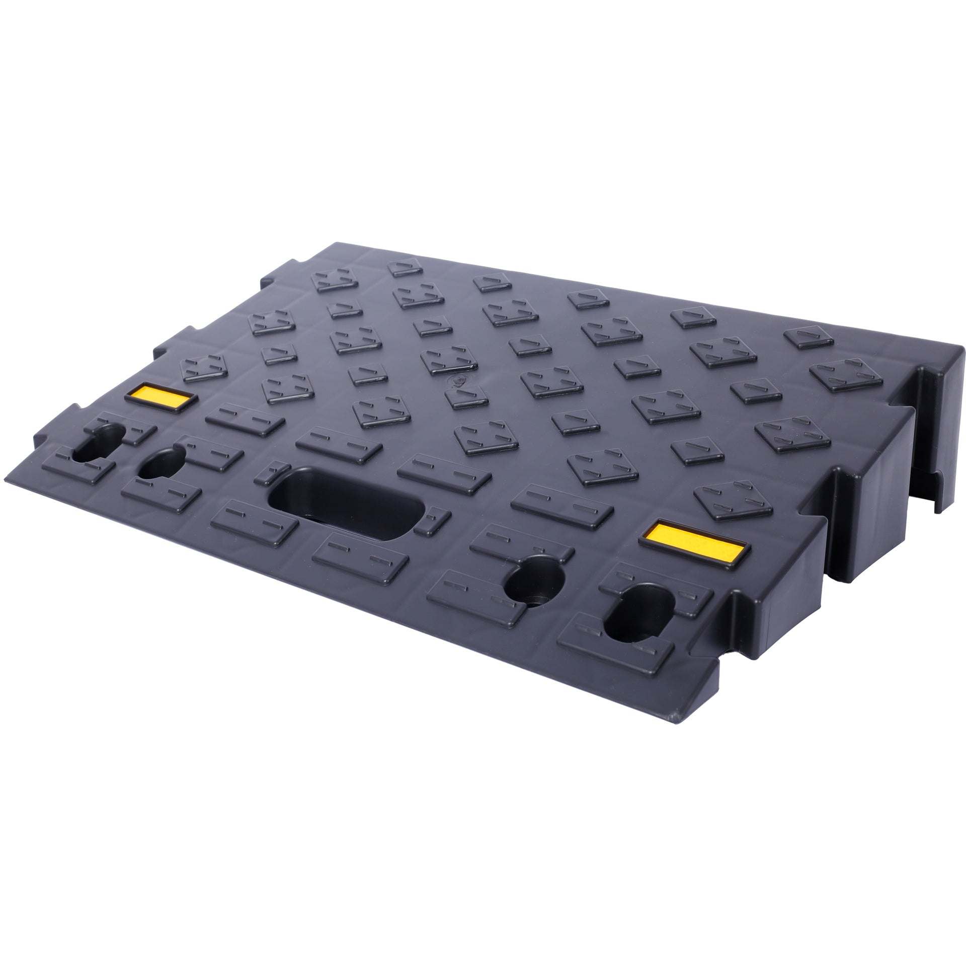 4" high 2-Piece Portable Automotive Curb Ramp, Heavy-Duty Plastic Threshold Ramp Track Interlocking Step Ramp Structure 6600 Lbs Load Capacity for Cars, Wheelchairs, Bikes, Motorcycles