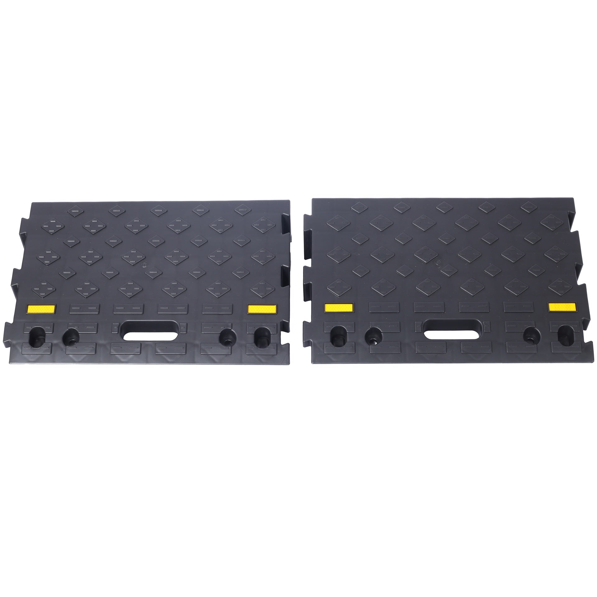 4" high 2-Piece Portable Automotive Curb Ramp, Heavy-Duty Plastic Threshold Ramp Track Interlocking Step Ramp Structure 6600 Lbs Load Capacity for Cars, Wheelchairs, Bikes, Motorcycles