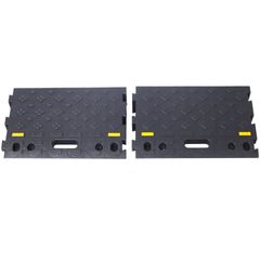 4" high 2-Piece Portable Automotive Curb Ramp, Heavy-Duty Plastic Threshold Ramp Track Interlocking Step Ramp Structure 6600 Lbs Load Capacity for Cars, Wheelchairs, Bikes, Motorcycles