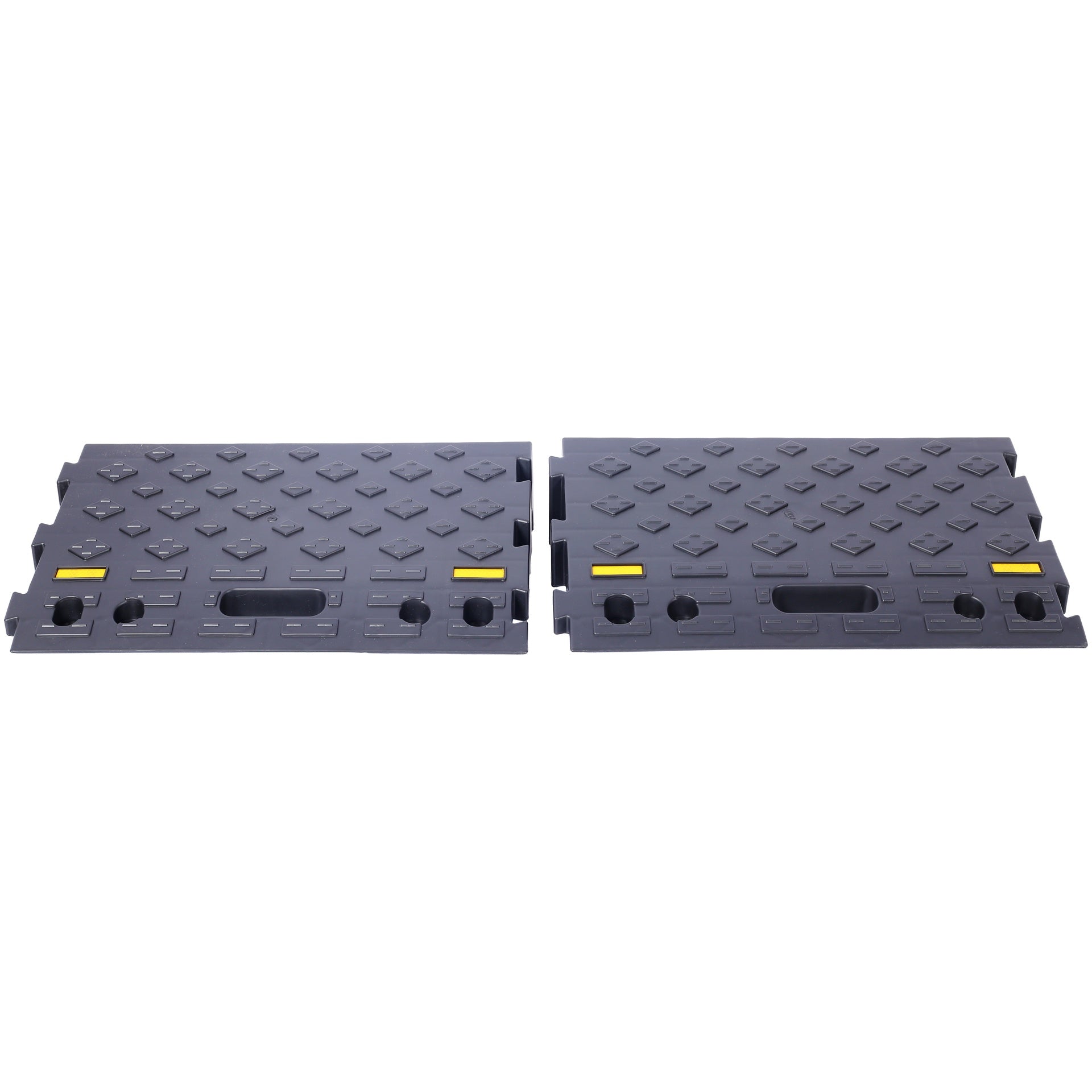 4" high 2-Piece Portable Automotive Curb Ramp, Heavy-Duty Plastic Threshold Ramp Track Interlocking Step Ramp Structure 6600 Lbs Load Capacity for Cars, Wheelchairs, Bikes, Motorcycles