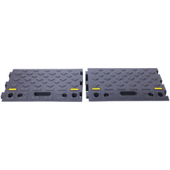 4" high 2-Piece Portable Automotive Curb Ramp, Heavy-Duty Plastic Threshold Ramp Track Interlocking Step Ramp Structure 6600 Lbs Load Capacity for Cars, Wheelchairs, Bikes, Motorcycles