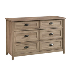 Coastal Dresser with Six Roomy Drawers, Brown Finish