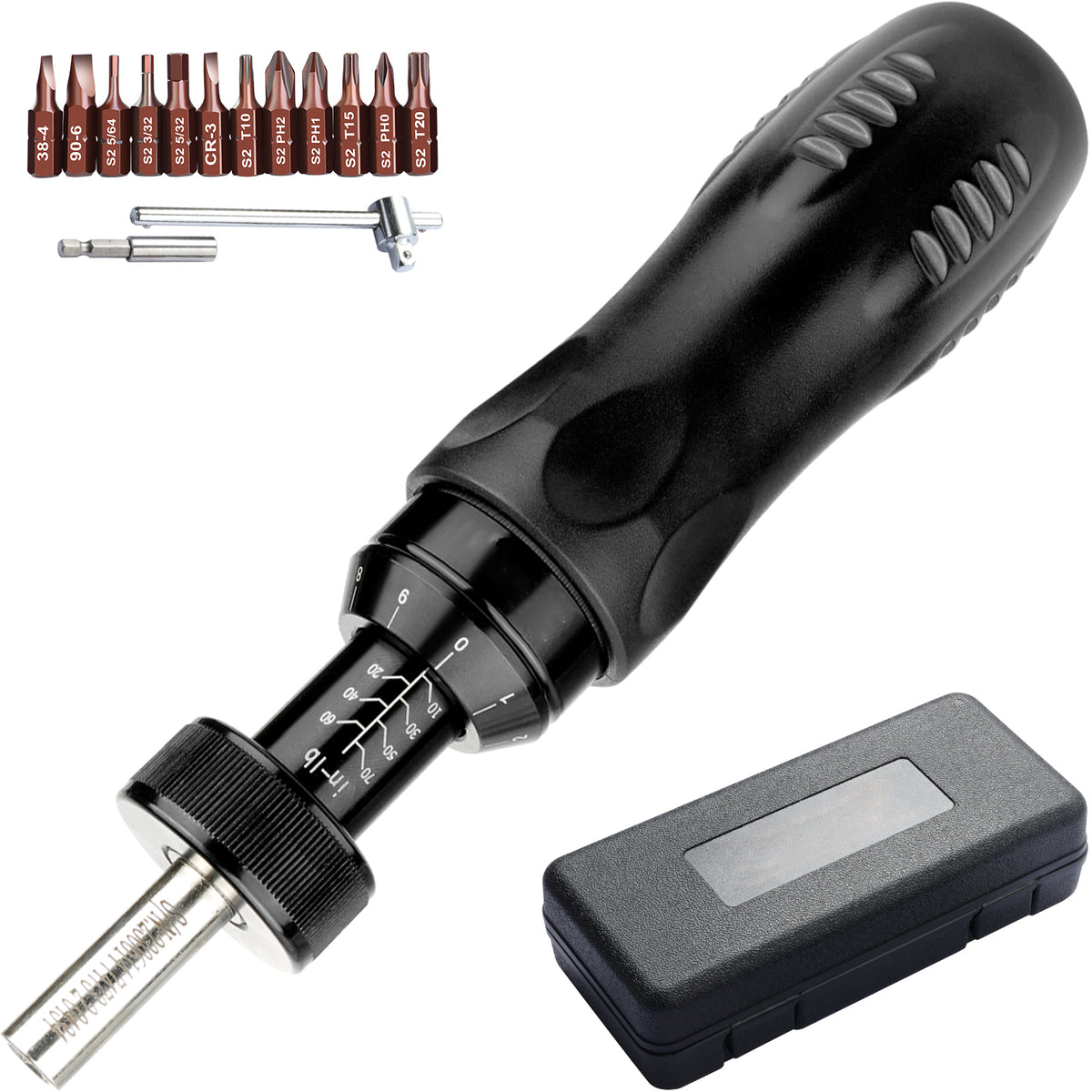 Torque Screwdriver, 1/4" Drive Screwdriver Torque Wrench, Electrician Torque Screwdriver with Scale, 10-70 in/lbs Torque Range, 1 in-lbs Torque Increment Torque Screwdriver with Bits & Case