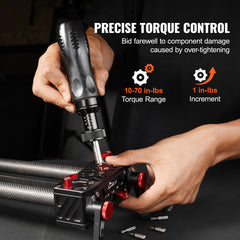 Torque Screwdriver, 1/4" Drive Screwdriver Torque Wrench, Electrician Torque Screwdriver with Scale, 10-70 in/lbs Torque Range, 1 in-lbs Torque Increment Torque Screwdriver with Bits & Case