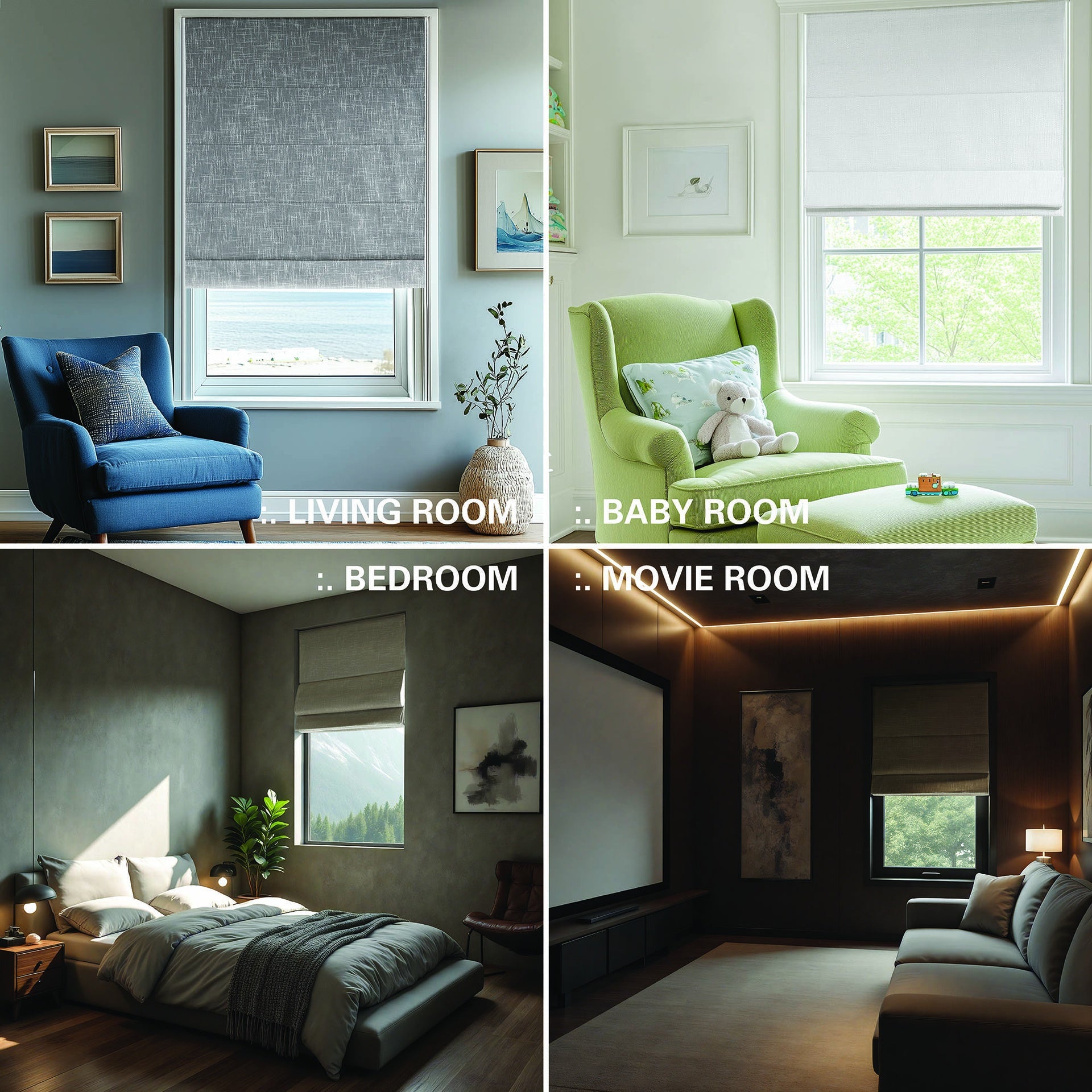 1 PCS 31x64" Total Blackout Cordless Roman Shade Grey