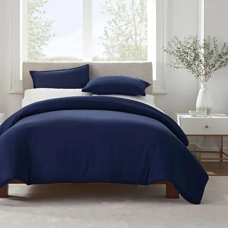 Serta Simply Clean Solid Duvet cover Navy blue Queen