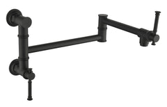Wall mounted Pot Filler Faucet, Modern Brass Pot Filler Two-Attachment Wall Mount Folding Kitchen Pot Filler Swing Arm