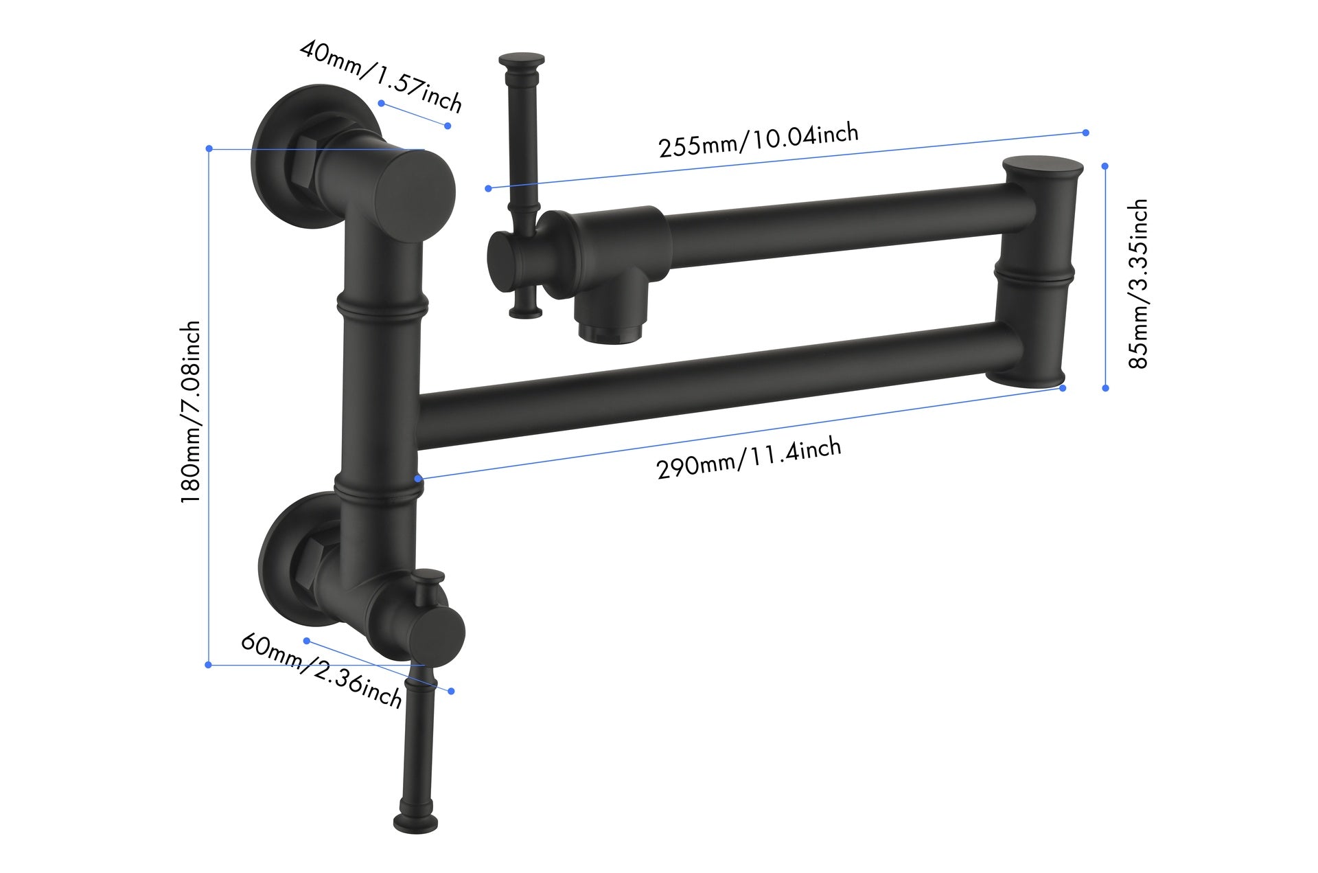 Wall mounted Pot Filler Faucet, Modern Brass Pot Filler Two-Attachment Wall Mount Folding Kitchen Pot Filler Swing Arm