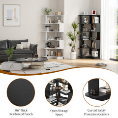 5-Tier Corner Bookshelf,L-Shaped Bookcase Freestanding Storage Shelf & Display Stand for Living Room, Office, Bedroom