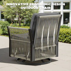 Outdoor Swivel Rocker Patio Chairs Set of 2, Wicker Furniture Swivel Patio Chairs Ideal for Porch, Poolside, Deck, and Yard in Gray