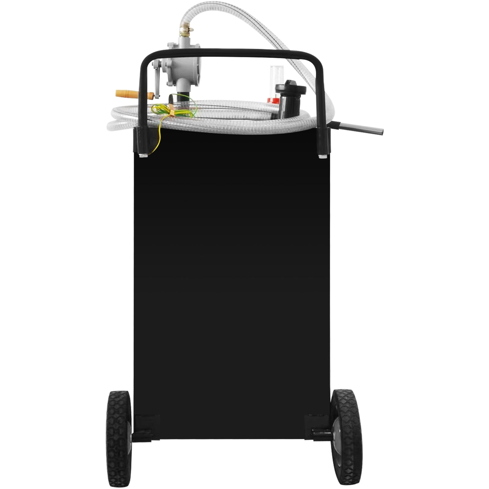 30 Gallon Gas Caddy, Fuel Storage Tank with Wheels, Portable Fuel Caddy with Manuel Transfer Pump, Gasoline Diesel Fuel Container for Cars, Lawn Mowers, ATVs, Boats, More, Black
