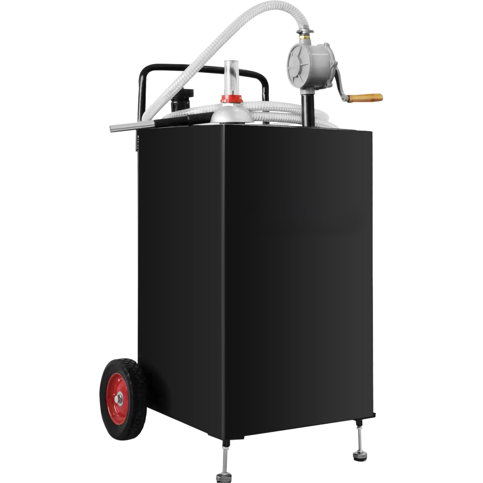 30 Gallon Gas Caddy, Fuel Storage Tank with Wheels, Portable Fuel Caddy with Manuel Transfer Pump, Gasoline Diesel Fuel Container for Cars, Lawn Mowers, ATVs, Boats, More, Black