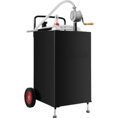 30 Gallon Gas Caddy, Fuel Storage Tank with Wheels, Portable Fuel Caddy with Manuel Transfer Pump, Gasoline Diesel Fuel Container for Cars, Lawn Mowers, ATVs, Boats, More, Black
