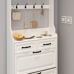 NEW White color shoe cabinet  with 3 doors 2 drawers with hanger,large space for storage