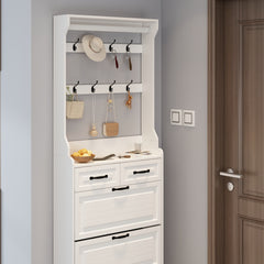 NEW White color shoe cabinet  with 3 doors 2 drawers with hanger,large space for storage