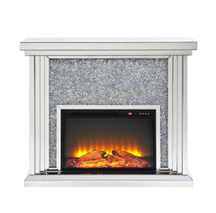 Noralie Mirrored & Faux Diamonds Fireplace (Battery not Included)