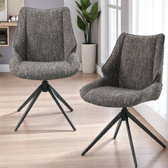 Malika Brown Gray Chenille Side Chair w/Swivel (Set of 2)