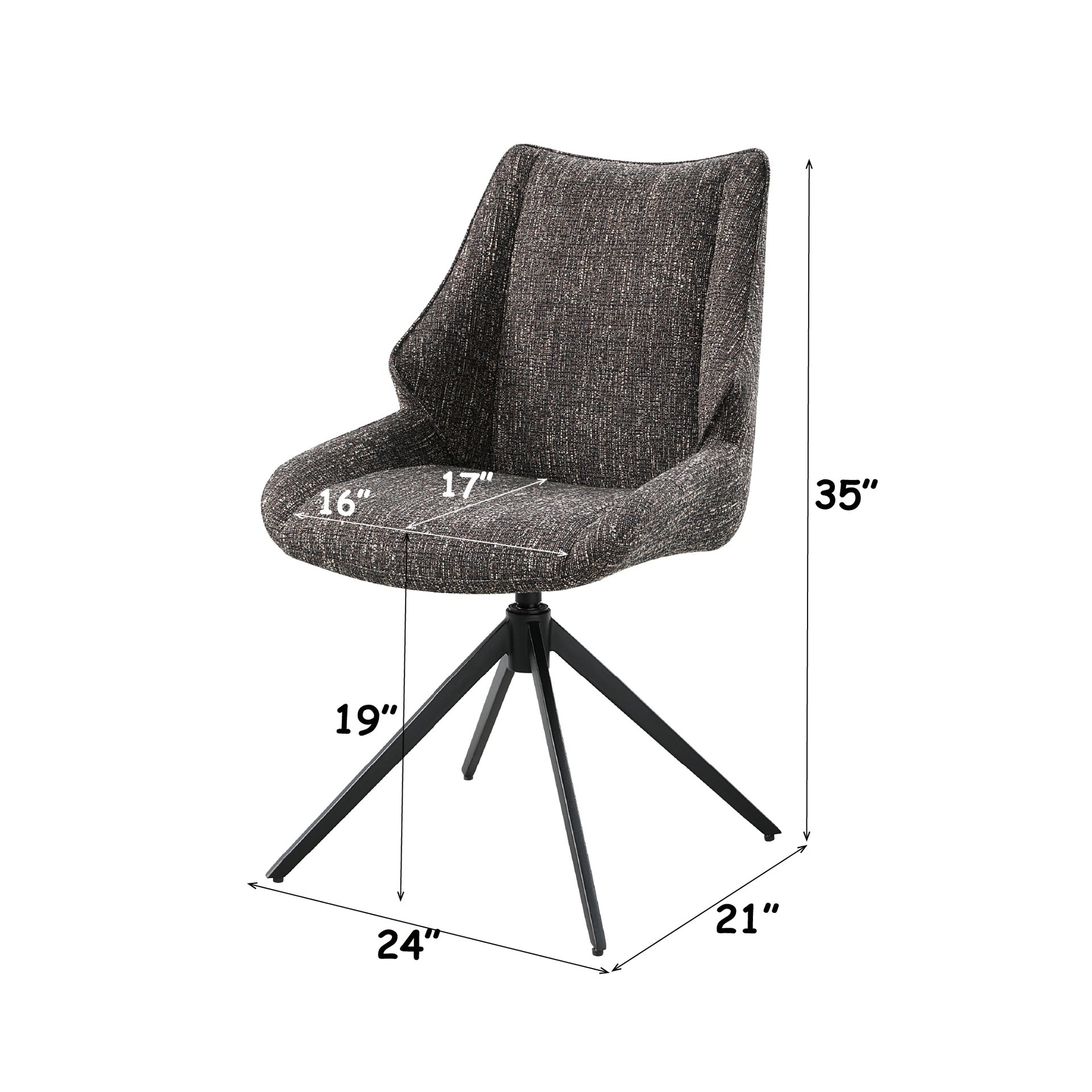 Malika Brown Gray Chenille Side Chair w/Swivel (Set of 2)
