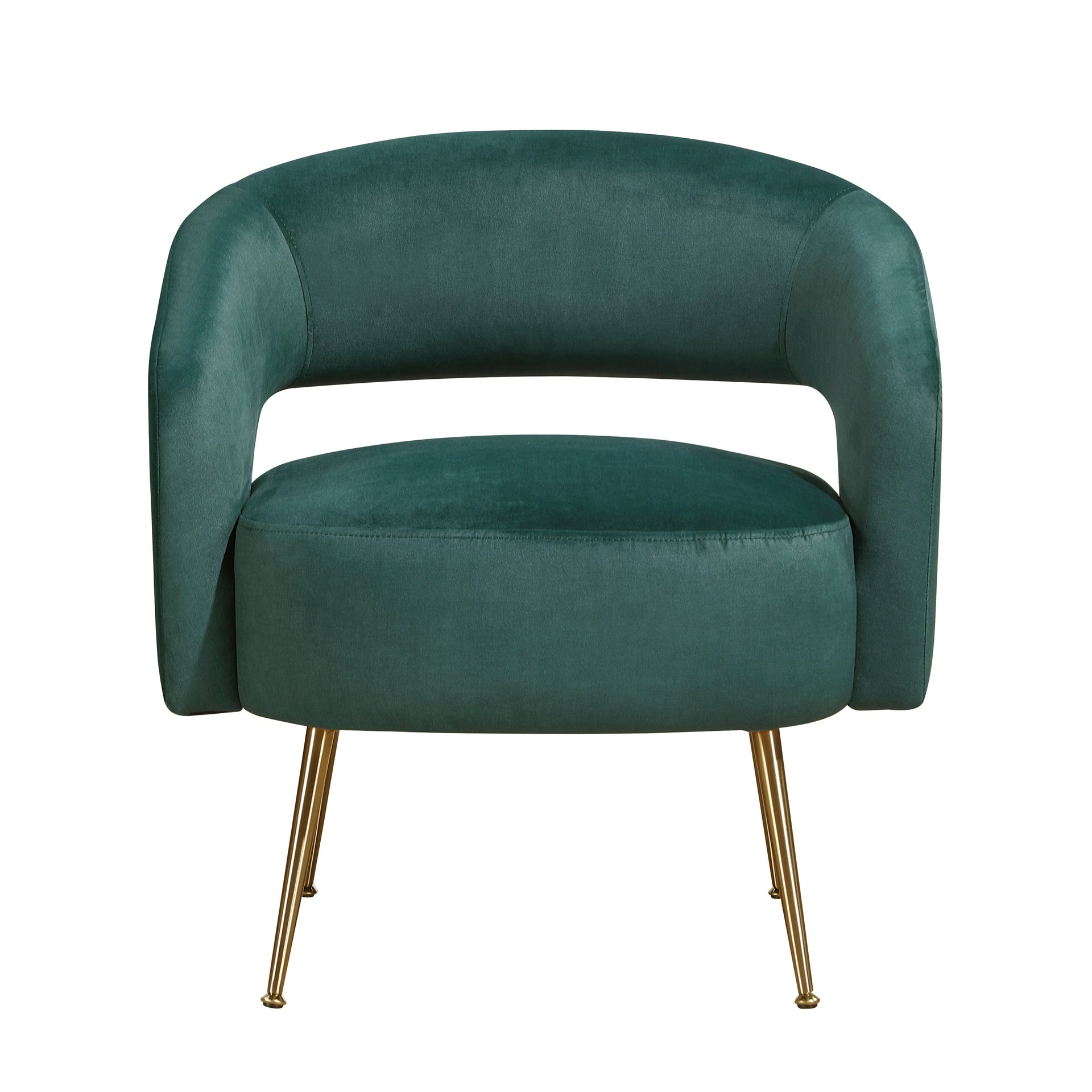 Modern Dark Green Soft Velvet Accent Chair Plush Foam Comfort Upholstery Gold Finish Legs Luxurious Living Room Furniture 1pc