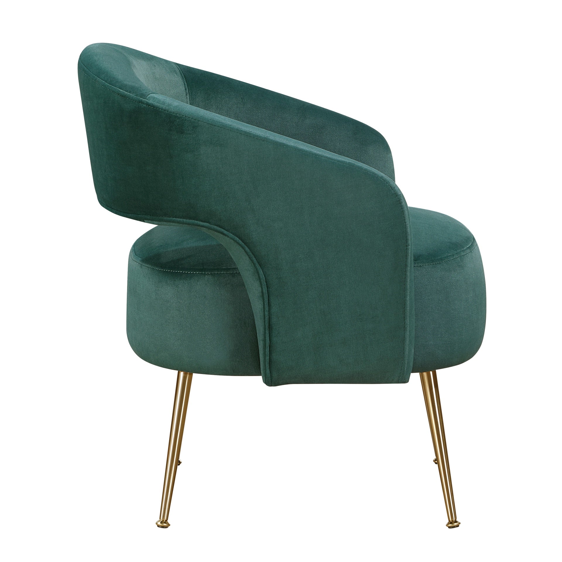 Modern Dark Green Soft Velvet Accent Chair Plush Foam Comfort Upholstery Gold Finish Legs Luxurious Living Room Furniture 1pc