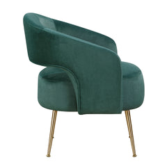 Modern Dark Green Soft Velvet Accent Chair Plush Foam Comfort Upholstery Gold Finish Legs Luxurious Living Room Furniture 1pc