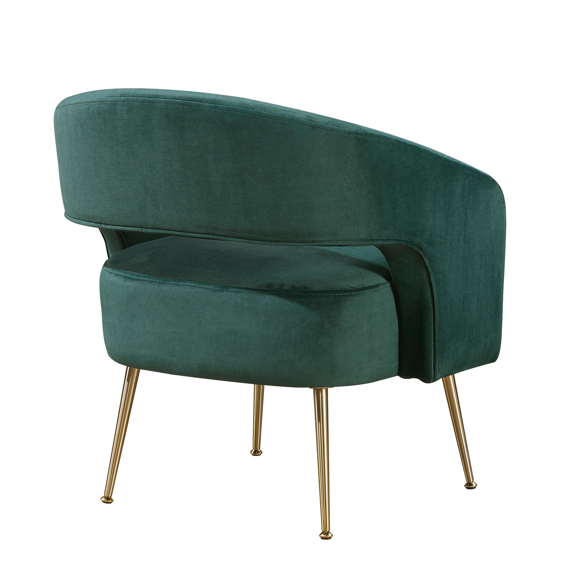Modern Dark Green Soft Velvet Accent Chair Plush Foam Comfort Upholstery Gold Finish Legs Luxurious Living Room Furniture 1pc