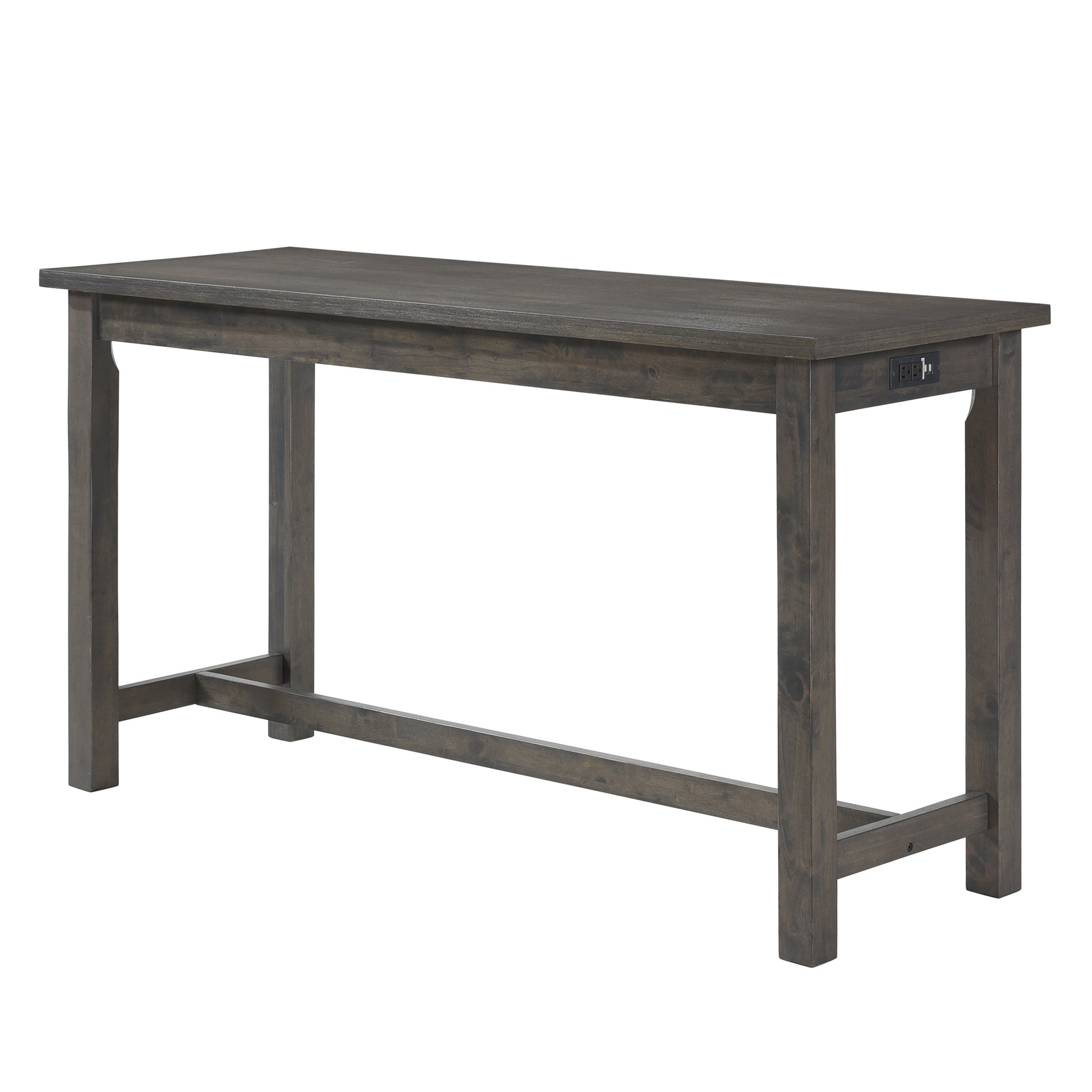 4pc Counter Height Dining Set Gray Finish Counter Height Table w Drawer Built-in USB Ports Power Outlets and 3 Stools Casual Dining Furniture