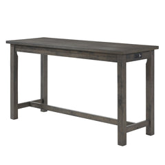 4pc Counter Height Dining Set Gray Finish Counter Height Table w Drawer Built-in USB Ports Power Outlets and 3 Stools Casual Dining Furniture