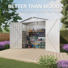 6X3.6FT Metal Storage Shed,Tool Shed with Peaked Roof Waterproof with Clear Window and Lockable Door Compact Tool Shed for Garden, Backyard,Patio,Sundries and Bike Storage, White