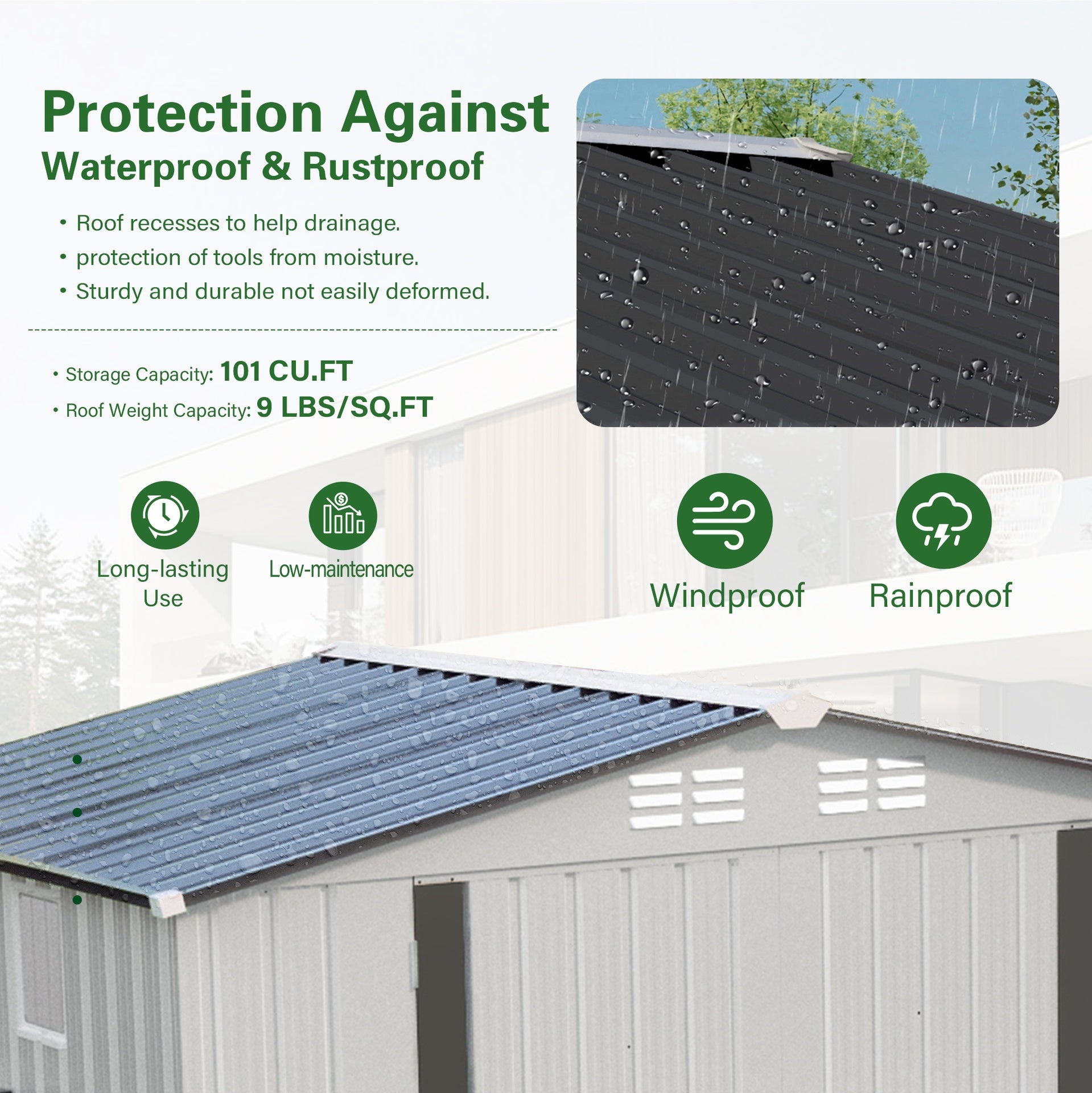 6X3.6FT Metal Storage Shed,Tool Shed with Peaked Roof Waterproof with Clear Window and Lockable Door Compact Tool Shed for Garden, Backyard,Patio,Sundries and Bike Storage, White