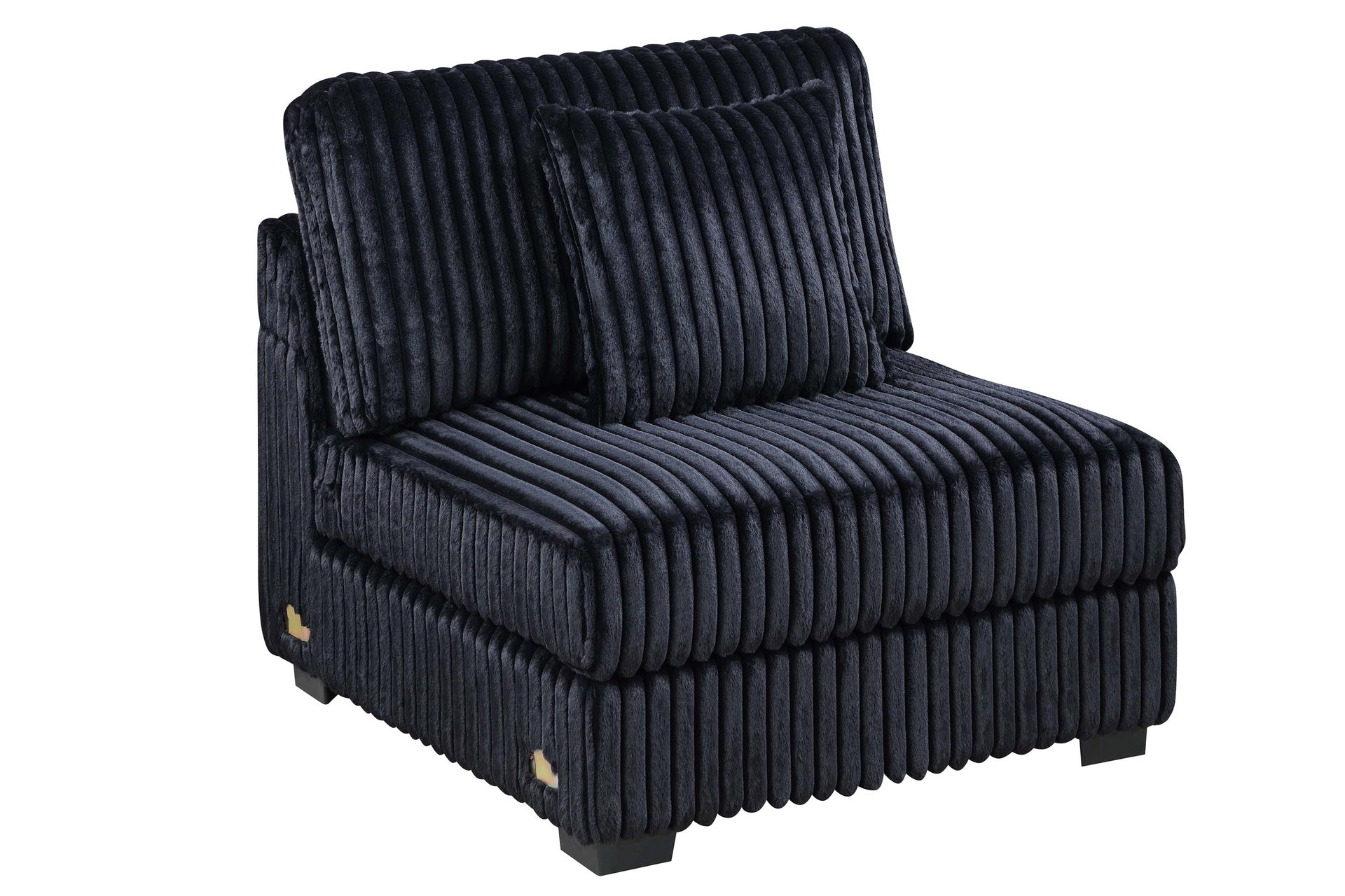 Contemporary Modern 7-PC Modular L-Sectional Sofa Set USB Cup Holder Black Corduroy Living Room Furniture Ottoman