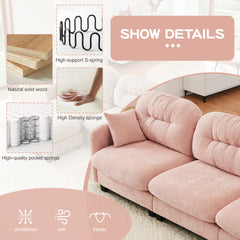 Loveseat Cloud Sectional Couches Chenille Fabric,Tufted Cushion Backrest Design, Ergonomic Design,High-Density Foam Easy Install Elegant Armrests High Quality Wooden Base,Fits Living Rooms,Pink