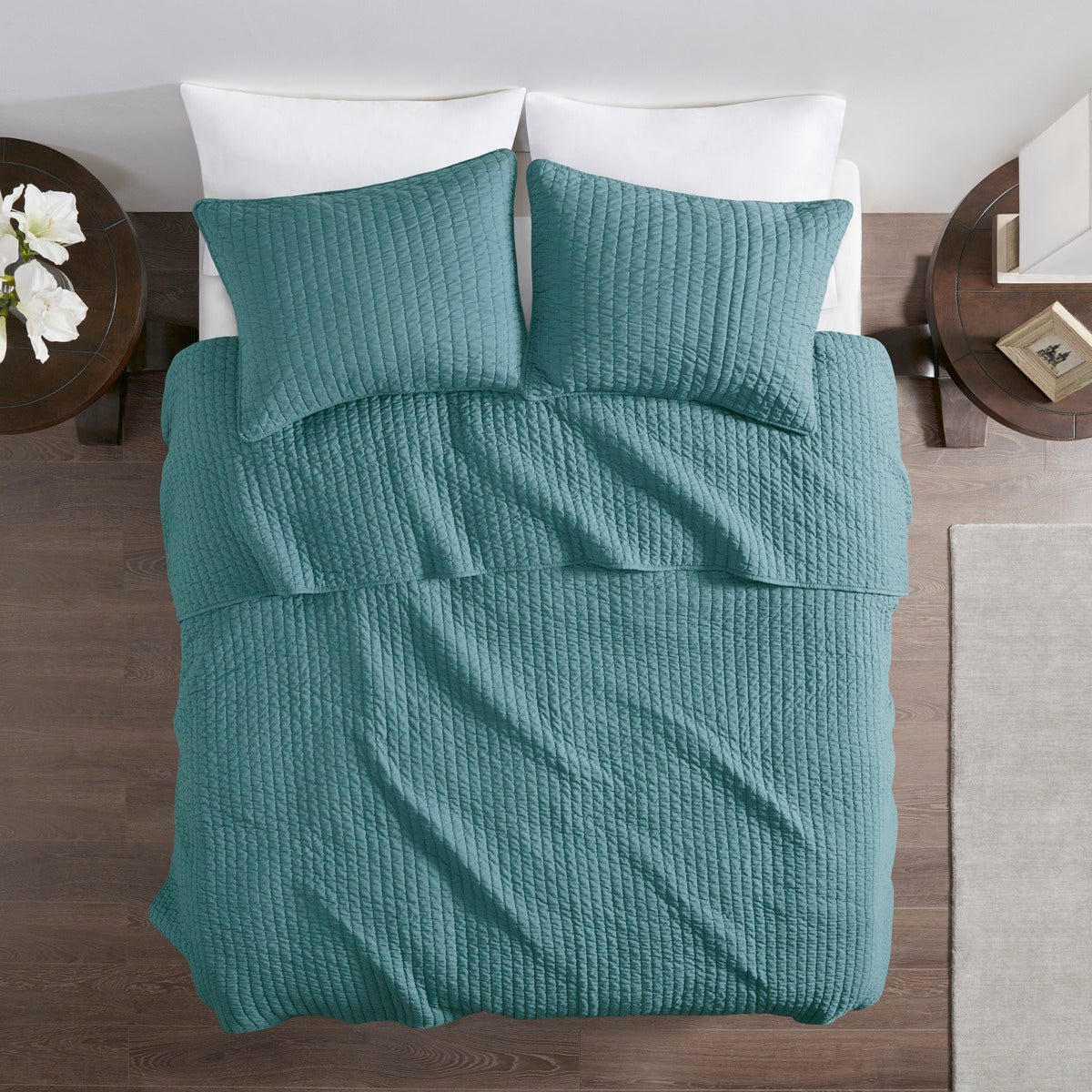 3 Piece Quilt Set Teal Full/Queen