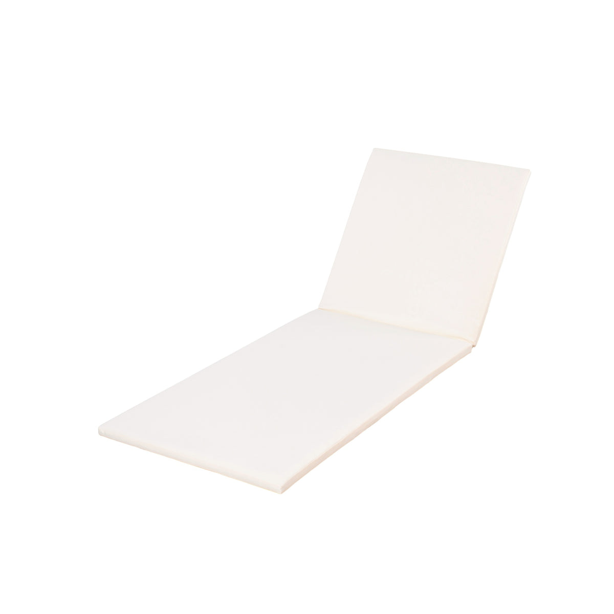 2" THICK CHAISE LOUNGE CUSHION IN CREAM - WATERPROOF FOLDABLE 2-SECTION DESIGN  - FOR POOLSIDE, PATIO & GARDEN